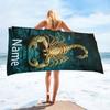 Custom Scorpion Beach Towel Gold Animal Print Personalized Name Quick Dry Sand Free Large Bath Towel For Swimming Pool Travel