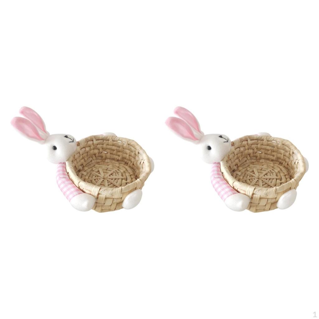 Easter Basket Candy Gift Empty Plate Hand-Woven Decorative Storage for