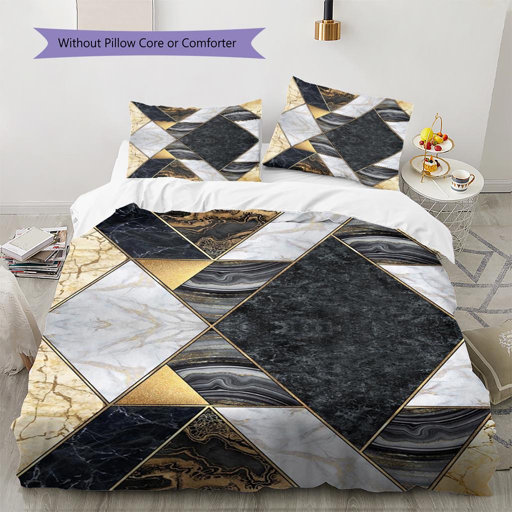Abstract Geometric Pattern Bedding Quilt Set Quilt Cover Pillowcase Home Decoration Birthday Gift (1 * duvet cover + 2 * pillowcase, without core)