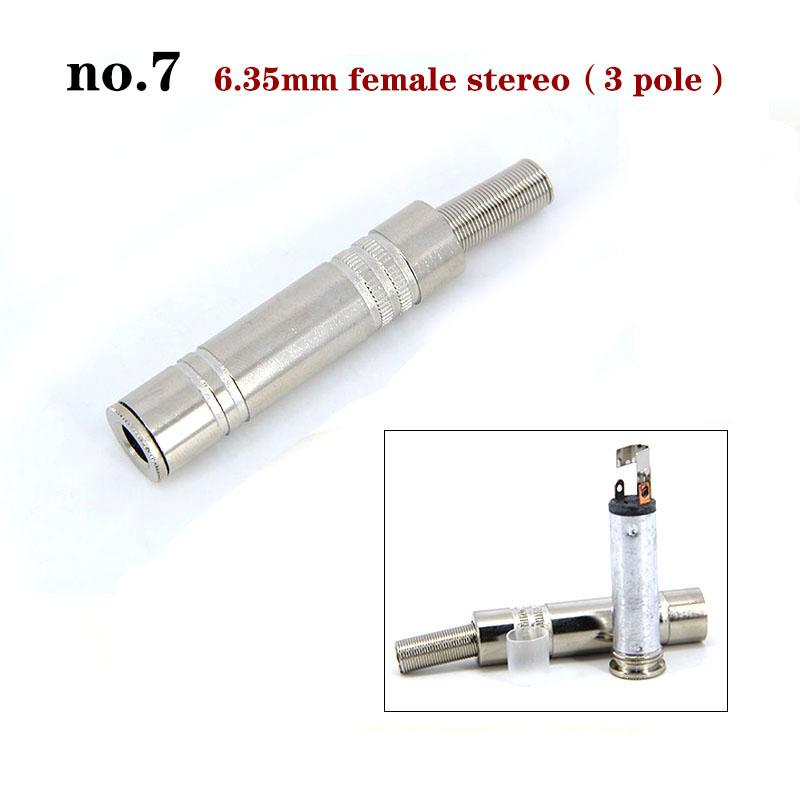 2pcs 2 3 Pole 6.35mm 6.5mm Audio Male Female Mono Stereo Solder Connector Plug Socket Gold Plated Metal Amplifier Mic Converter