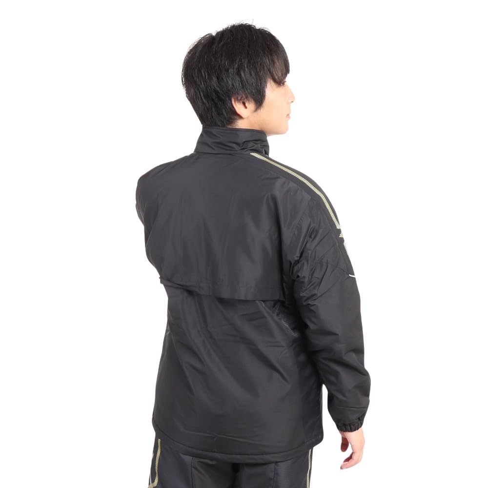 Mizuno Breath Thermo Training Warmer Size M Jacket, Moisture-Wicking, Heat-Generating, Water-Repellent, MC-LINE 32MEA630, Black/Gold,