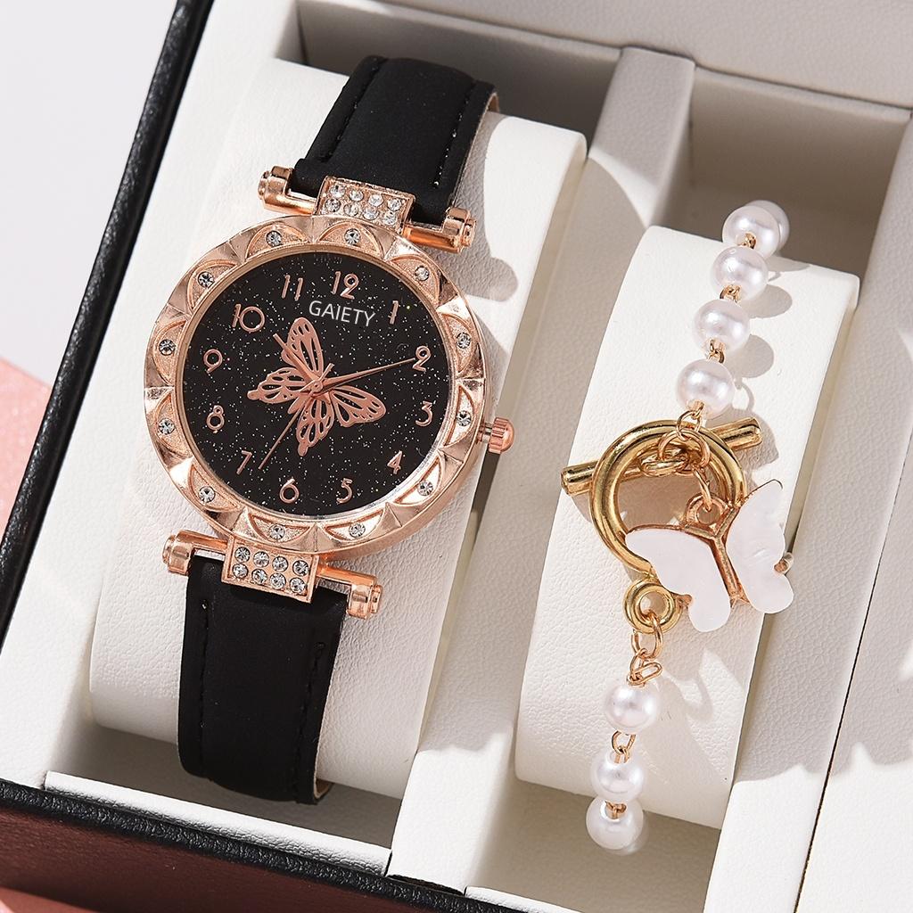 

Готовые запасы Jam tangan Wanita, модные корейские женские часы, женские часы с бабочкой и бриллиантами, повседневные универсальные часы, женские кварцевые часы