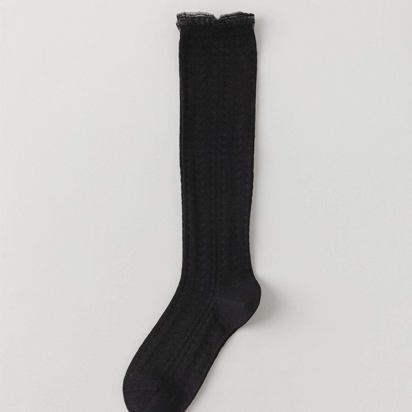 Girls  Ballet Style Mesh Lace Calf Socks - Summer Thin Solid Color Ruched Organza Design One Size