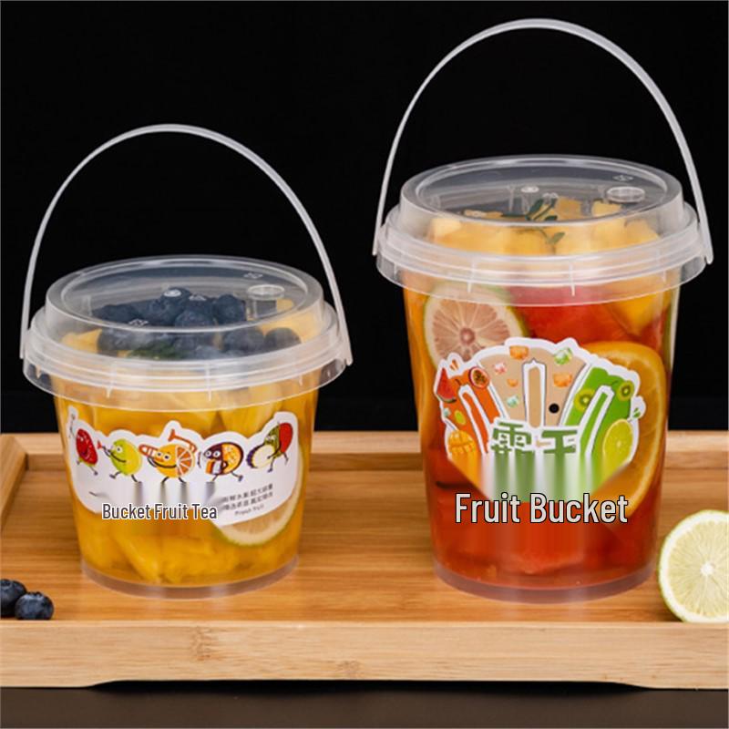 1000ml Disposable Fruit Tea Cup - Large Capacity Handheld Bucket for Milk Tea
