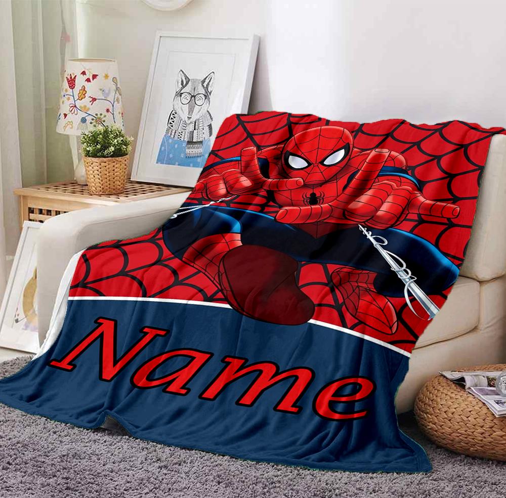 Custom Name Spider-Man Adventures Flannel Blanket Throw Blanket Soft Warm Sofa Bed Decor Unique Gift