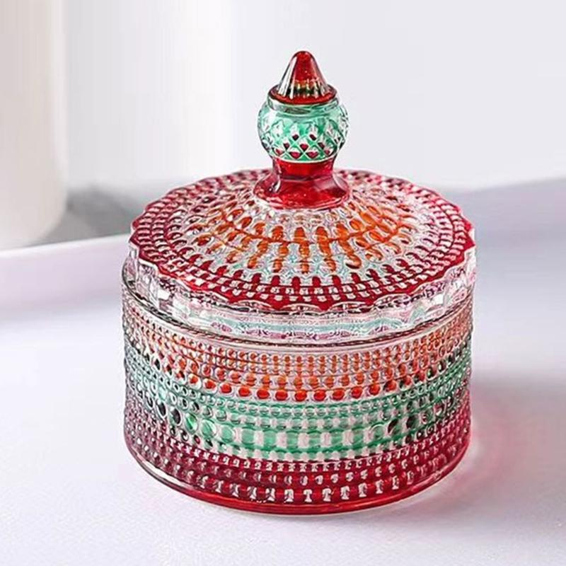 Modern Yurt Styles Glass Container Transparent Sealed for Candy Nut Jewelry Storage Decorative Household Item