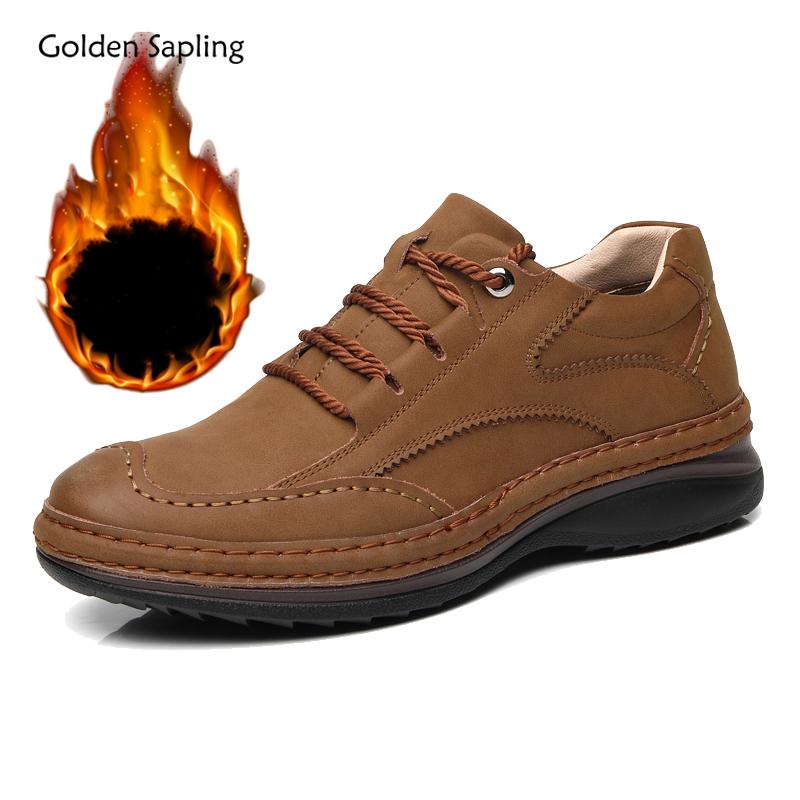 Fashion Golden Sapling Winter Men Loafers Fashion Warm Plush Driving Shoes Leisure Flats Business Man Shoes Comfortable Footwear Spring