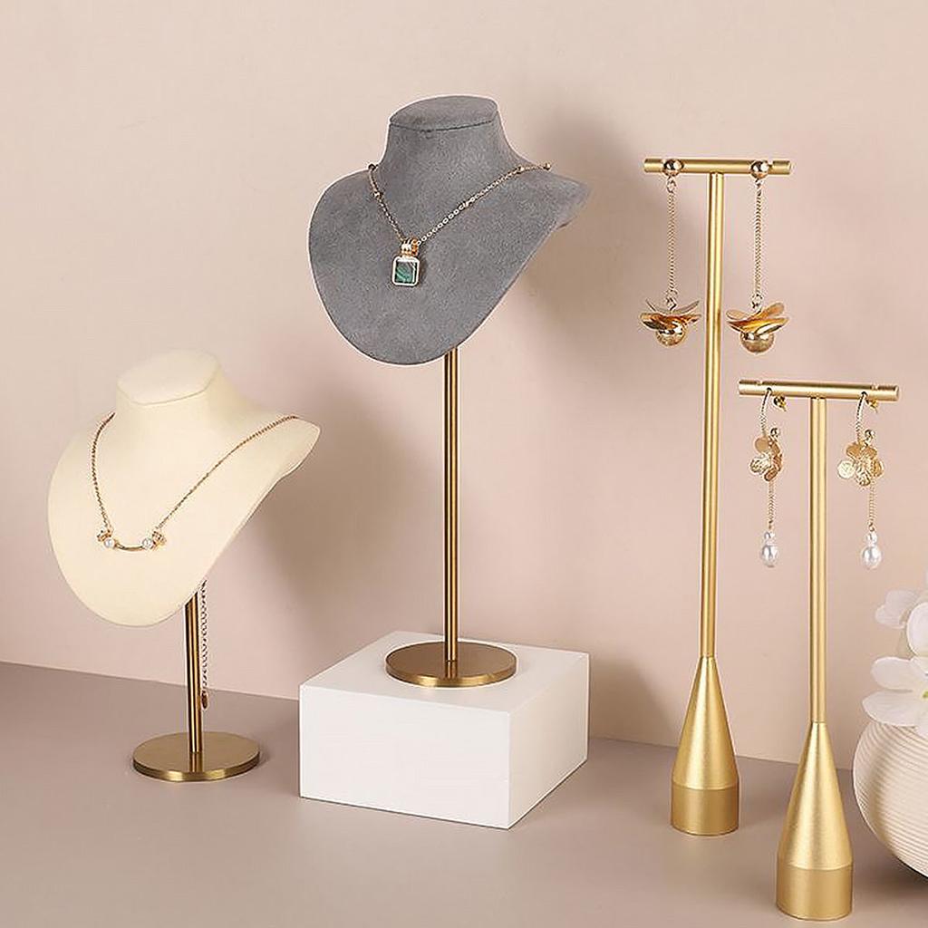 Jewelry Stand Display Necklace Holder T-Bar Plated Metal Tabletop Jewelry Organizer Tower for Show Jewelry Hanging Pendant