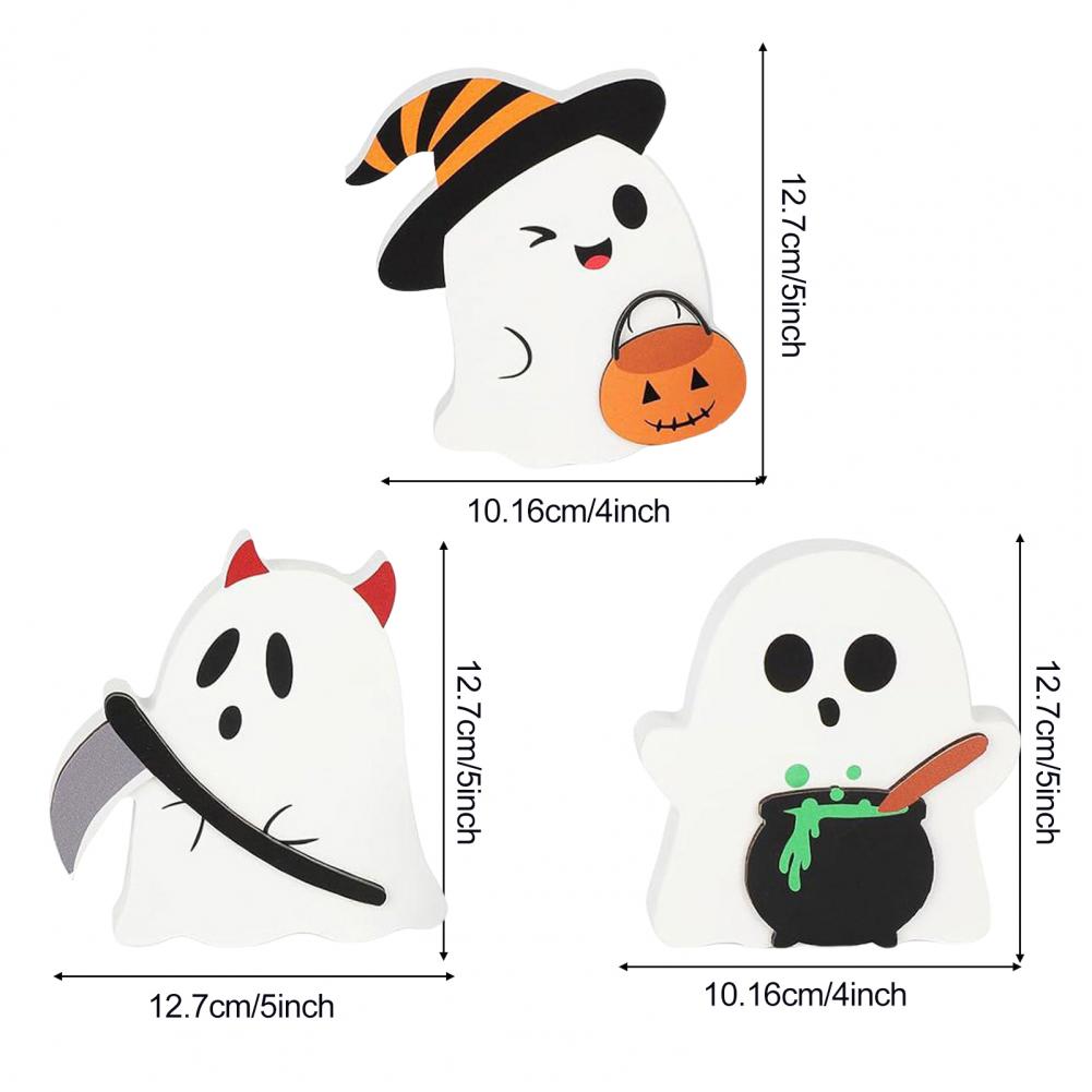 Halloween Ghost Decoration Funny Ghost Decor Handmade Halloween Ghost Decor Set for Fall Party Mantel Table Wooden Ornament Sign