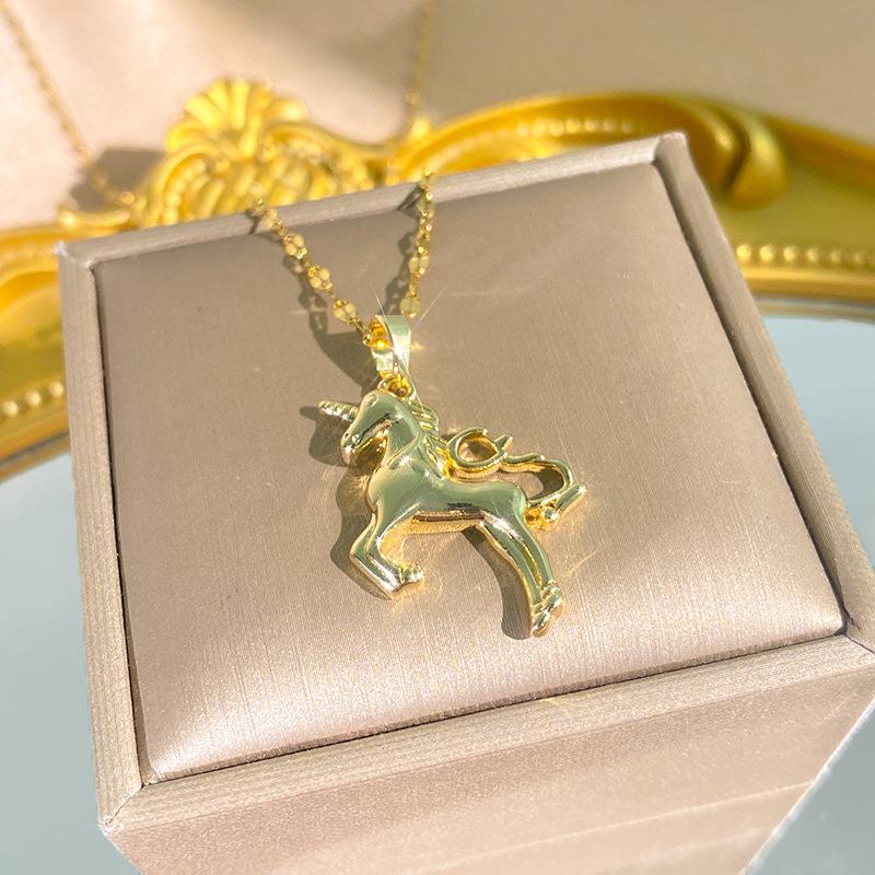 Elegant Luxury Unicorn Pendant Zodiac Necklace for Women