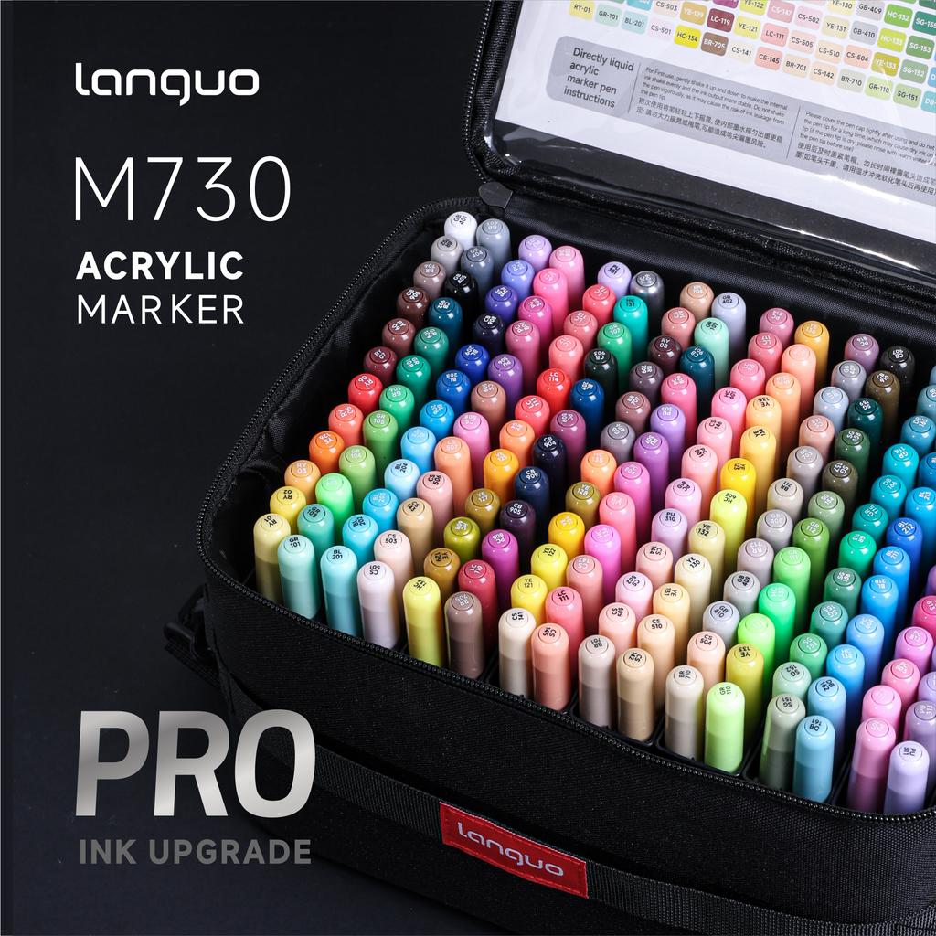 LANGUO 192Colors Direct Liquid Acrylic Marker Pens Set with Protable Bag Stackable Student DIY Graffiti Drawing Painting Pen PRO