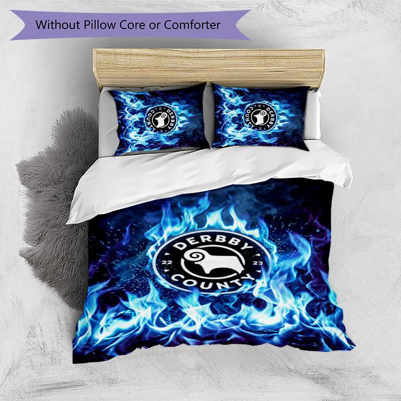 Derby County Football Bedrucktes 3-teiliges Bettwäscheset, Bequemes hautfreundliches Schlafzimmer-Bettbezug-Set