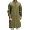 Mens Kaftan Thobe Button Down Casual  Shirts Long Sleeve Robe Cotton Linen Muslim Gown Shirt