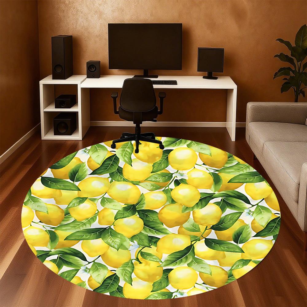 1pc lemon pattern Round Chair mat Area Rug - Non-Slip, Floor Mat for Office, Bedroom, and Indoor Decor c1125629