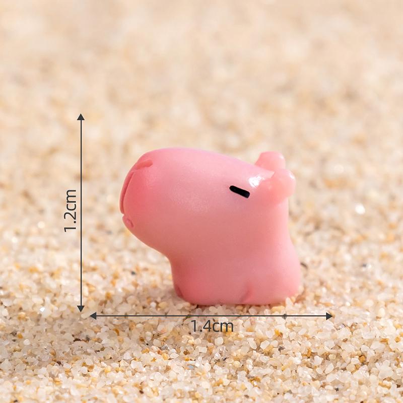 Mini Pink Capibara Ornament Cartoon Capybara Micro Landscape Model Dollhouse Decoration Car Interior