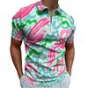 Abstract Pattern Short Sleeve Zip Polo, Stylish Casual Top for Daily Wear