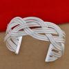 Resizable Wide Open Bangle Silver Woven Bracelet Unique Hollow Charm Bracelet  Gift