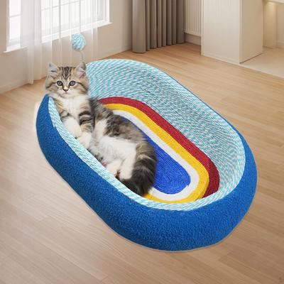Cat Scratching Board Scratcher Cardboard Lounge Furniture Protector Protection Play Oval Cats