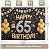 2D Black & Gold 65th Birthday Backdrop, Classic Themed 65th Birthday Photography Background