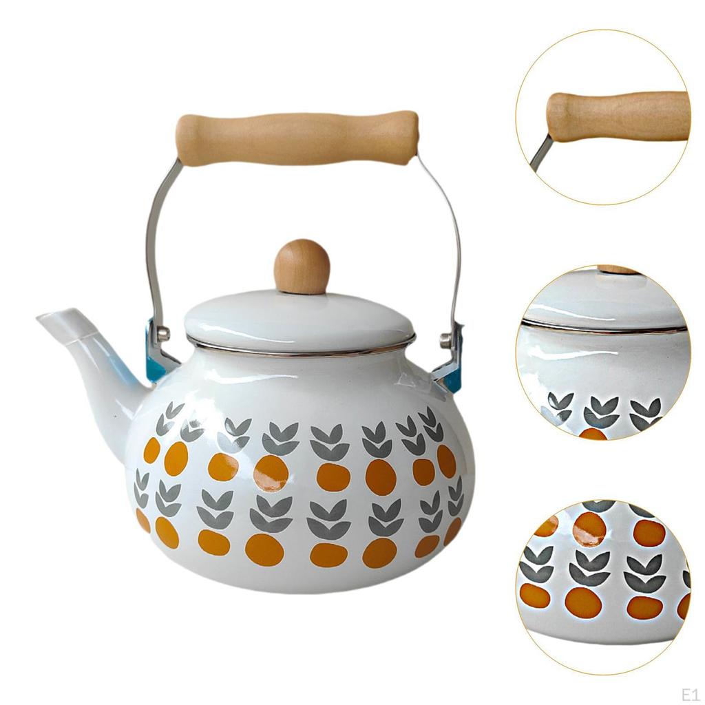 Emaille Teekanne Porzellan Emaillierter Wasserkessel 2,5L Großes Fassungsvermögen Hitzebeständige Teekanne