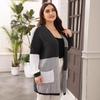 Large size women's clothing, European, American autumn and winter knitted cardigan, new striped wool knitted sweater, fashionable and versatile