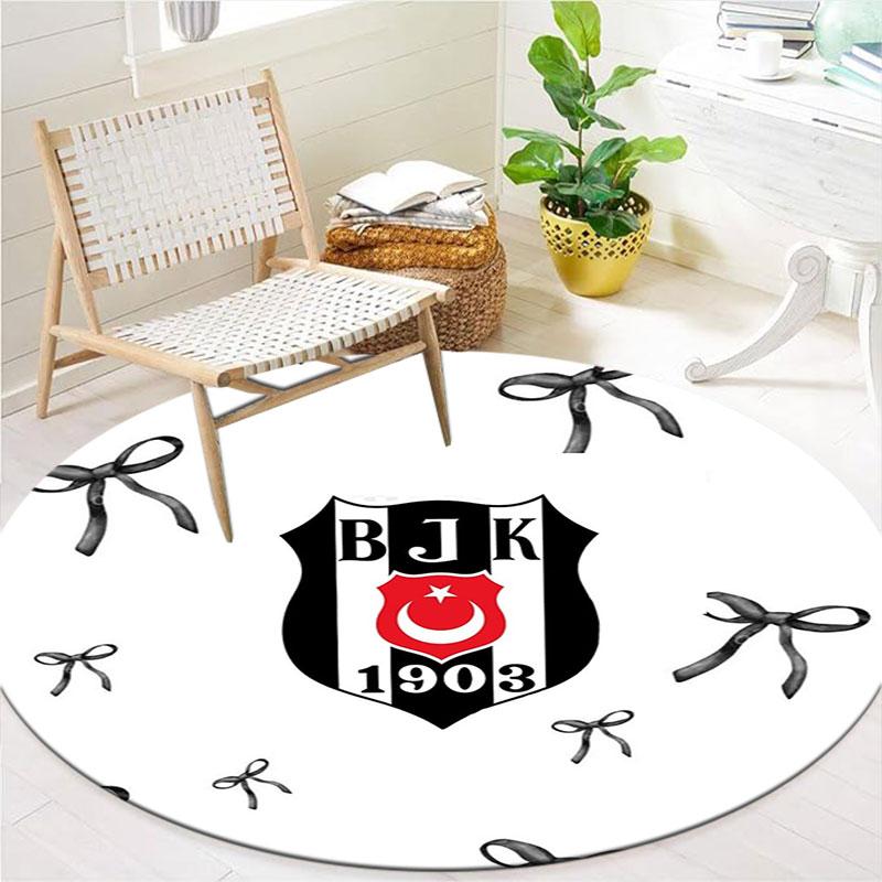 Besiktas Gymnastics Club Round Area Rug,Carpet Rug for Living Room Bedroom Sofa Playroom Decor,Non-slip Floor Mat