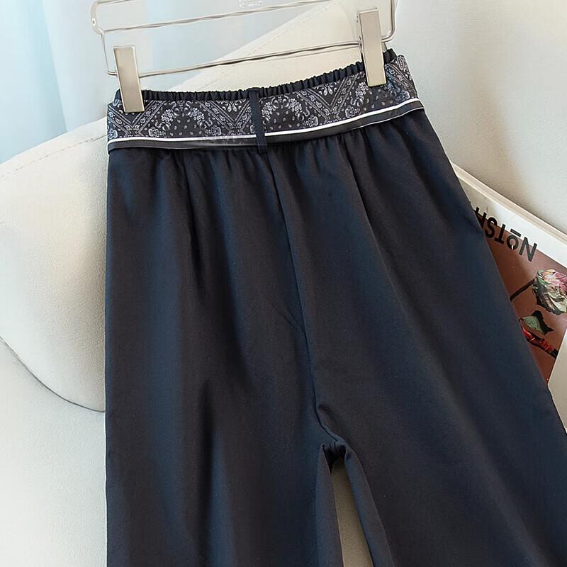 Women's Elastic Waist Wide-Leg Cropped Pants