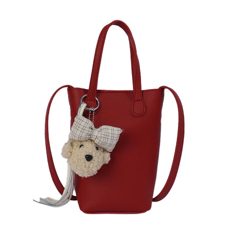 Korean-Style Small Lychee Texture Crossbody Bucket Bag, 2026 New Versatile Lightweight Shoulder Handbag for Women.