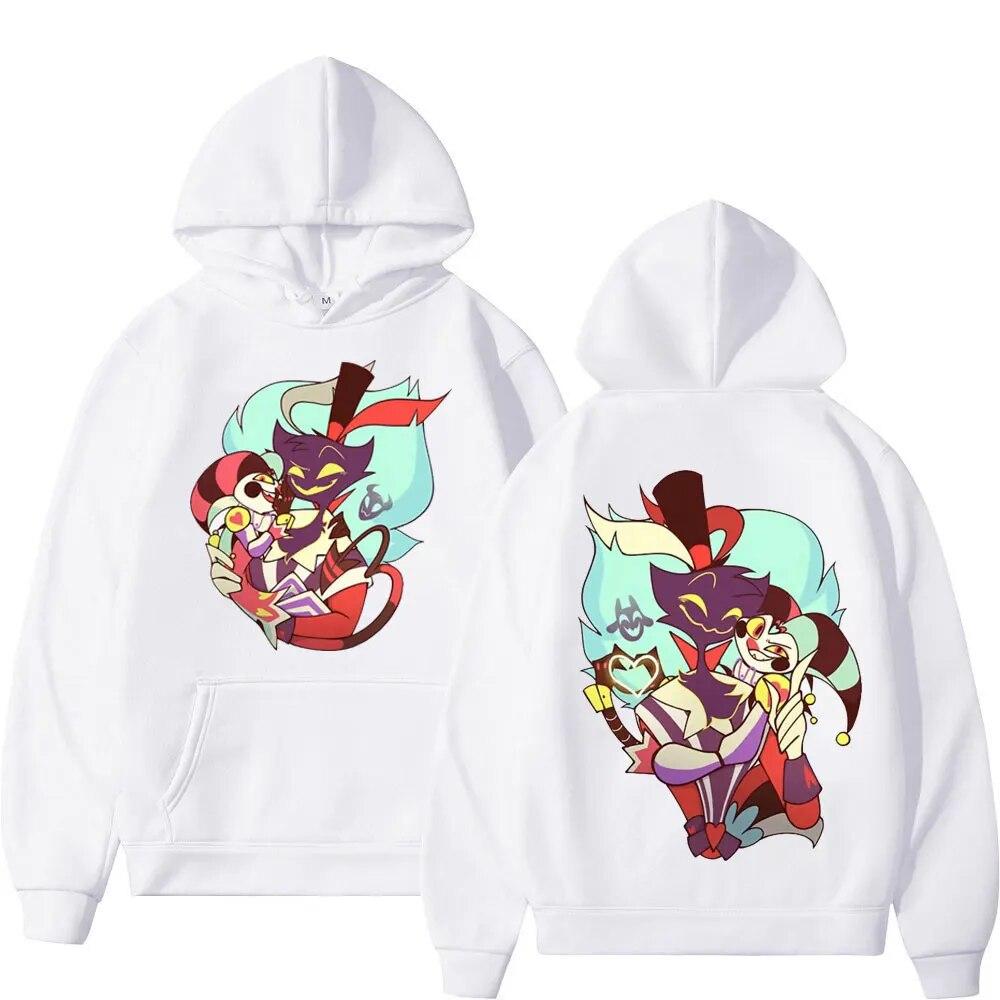 Sudadera Unisex de Helluva Boss Asmodeus Fizzarolli Doble Cara Personaje de Dibujo Animado Demonio Sudadera con Capucha Ropa Urbana de Anime Camisetas de Algodón Oversize