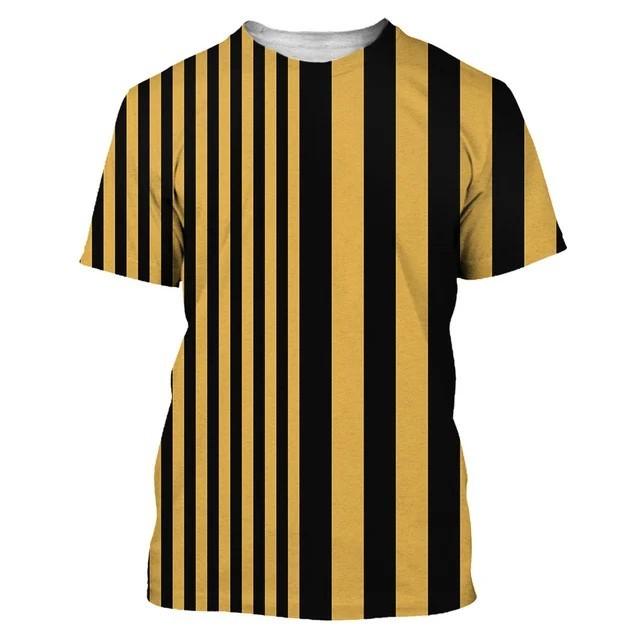 

Летние полосатые мужские футболки с 3D принтом, простые, элегантные, спортивные, модные, повседневные, большого размера, с круглым вырезом, с короткими рукавами, футболки, топы XL