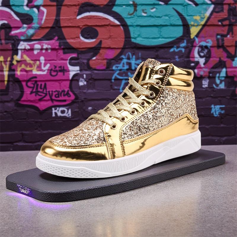 Hot Sale Man High Top Sneakers Luxury Glitter Men Ankle Boots Fashion Non-slip Casual Shoes High Quality Hip Hop Men Boots 2026