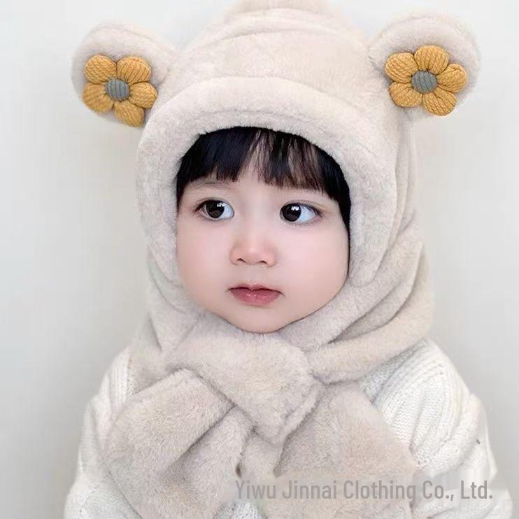 Super Cute All-in-One Baby Hat & Scarf with Windproof Ear Protection for Boys and Girls