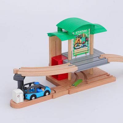 Hafenszene Kinderzug Spielzeug Schiene Transportszene Zubehör Schiene Spiel Kompatibel mit Holzzug Schiene X35