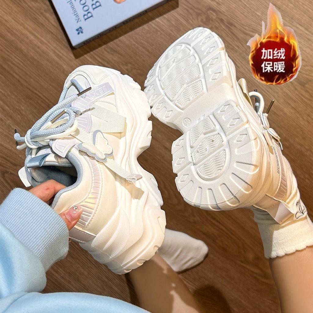 Lightweight cotton shoes butterfly design dad shoes ins new winter women's shoes platform sports cotton shoes