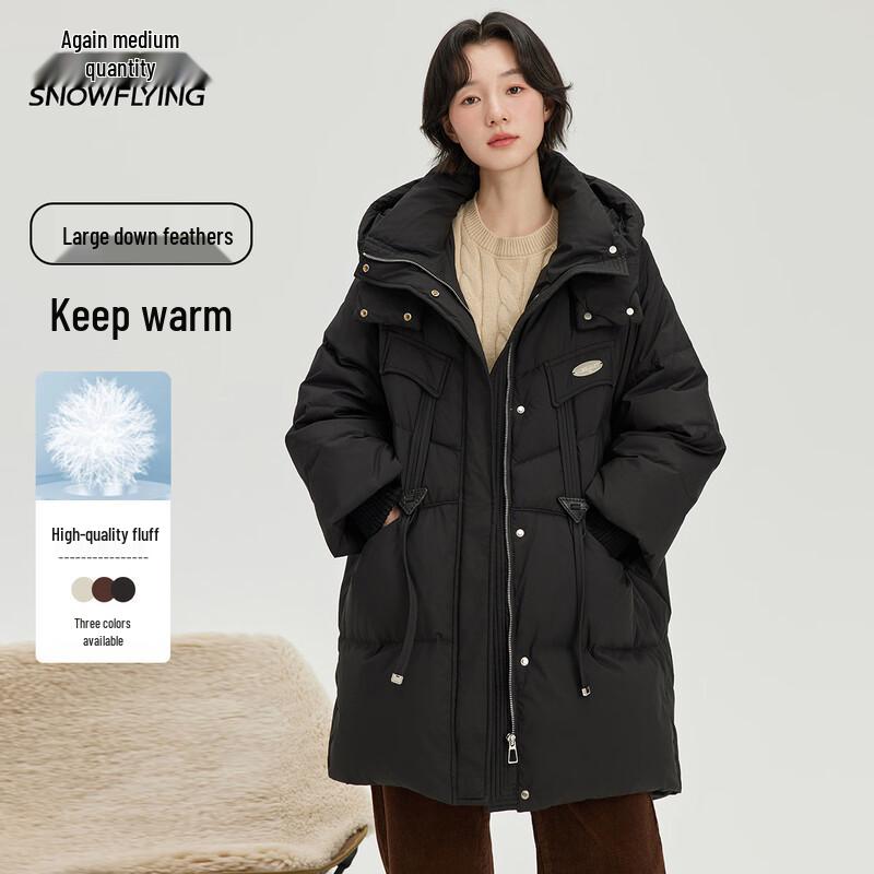 

XueZhongFei Women s Cinched Waist Mid-Length Down Jacket L 165