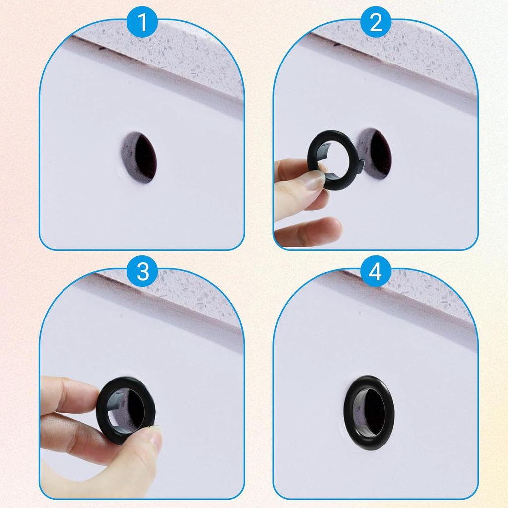 8Pcs Bathroom Kitchen Sink Overflow Ring,Bathroom Kitchen Sinks Basin Trim Cover Round Hole Insert In Caps,Hollow Ring Triangle Replacement Ceramic