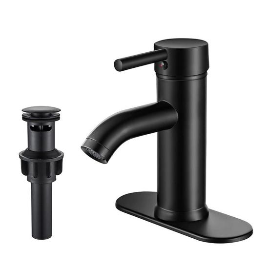 

Смеситель для ванной комнаты с одним отверстием, смеситель для раковины с одной ручкой для фермерского дома, современный смеситель для раковины чёрный