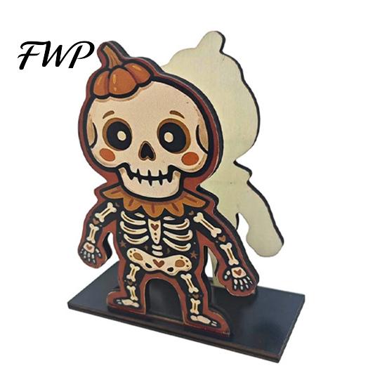 Holiday Party Supplies Halloween Wooden Napkin Holder, Cute Black Cat Mummy Pumpkin Reusable Wood Craft Desktop Organizer for Party, Spooky