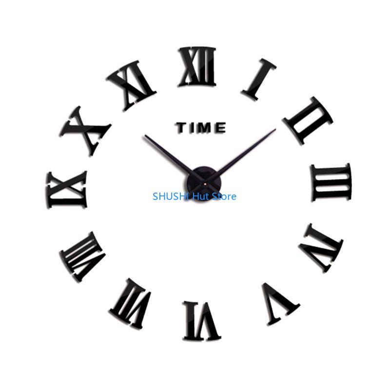 Настенные часы своими руками, современные большие безрамочные настенные часы для украшения дома, гостиной и спальни D57B чёрный