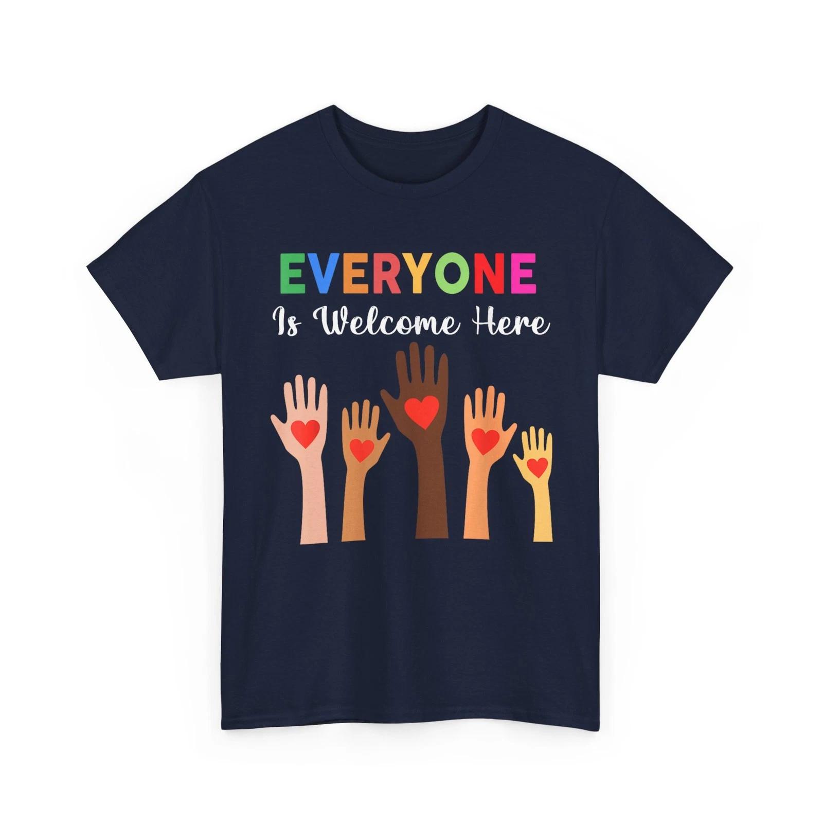 Everyone Is Welcome Here Idaho Teacher Hands with Red Hearts Shirt 3XL