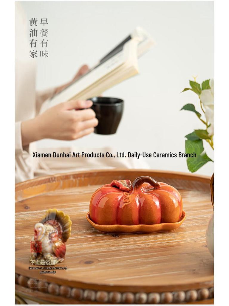 Cross-border Su Shi Pumpkin Ceramic Snack Plate for Bread, Cake, Candy, and Butter