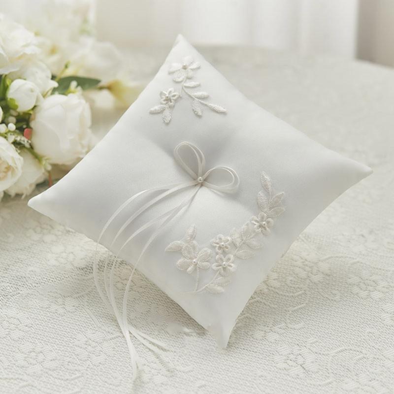 Cuscino Portafedi con Perle, Fiocchi e Orsetto per Matrimoni, Balli di Fine Anno, Anniversari, Cerimonie e Feste in Spiaggia Morbido Cuscino con Fiocchi