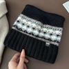 New Retro Fair Island Wind Jacquard Knitted Wool Hat Women's Winter Velvet Warm Cute Ear Cold Hat
