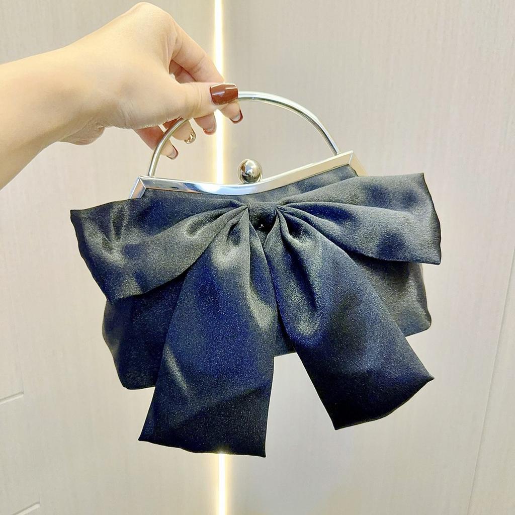 Luxury White Wedding Party Evening Bags For Women Chain Shoulder Crossbody Bags Bow Tie Clutch Ladies Dinner Bags