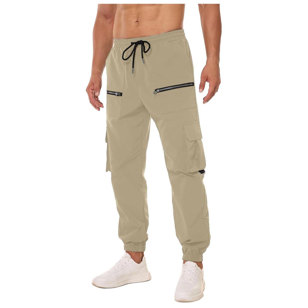 Pánská kombinéza se stahovací šňůrkou Ležérní kalhoty s více kapsami Turistické kalhoty Bavlněné keprové kalhoty