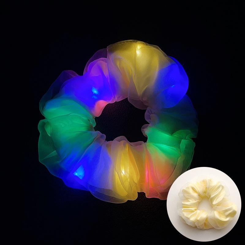 LED Işıklı Parlak Saten Noel Saç Tokası - Amerikan ve Avrupa Stilleri için Kalın Bağırsak Scrunchie Saç Aksesuarı