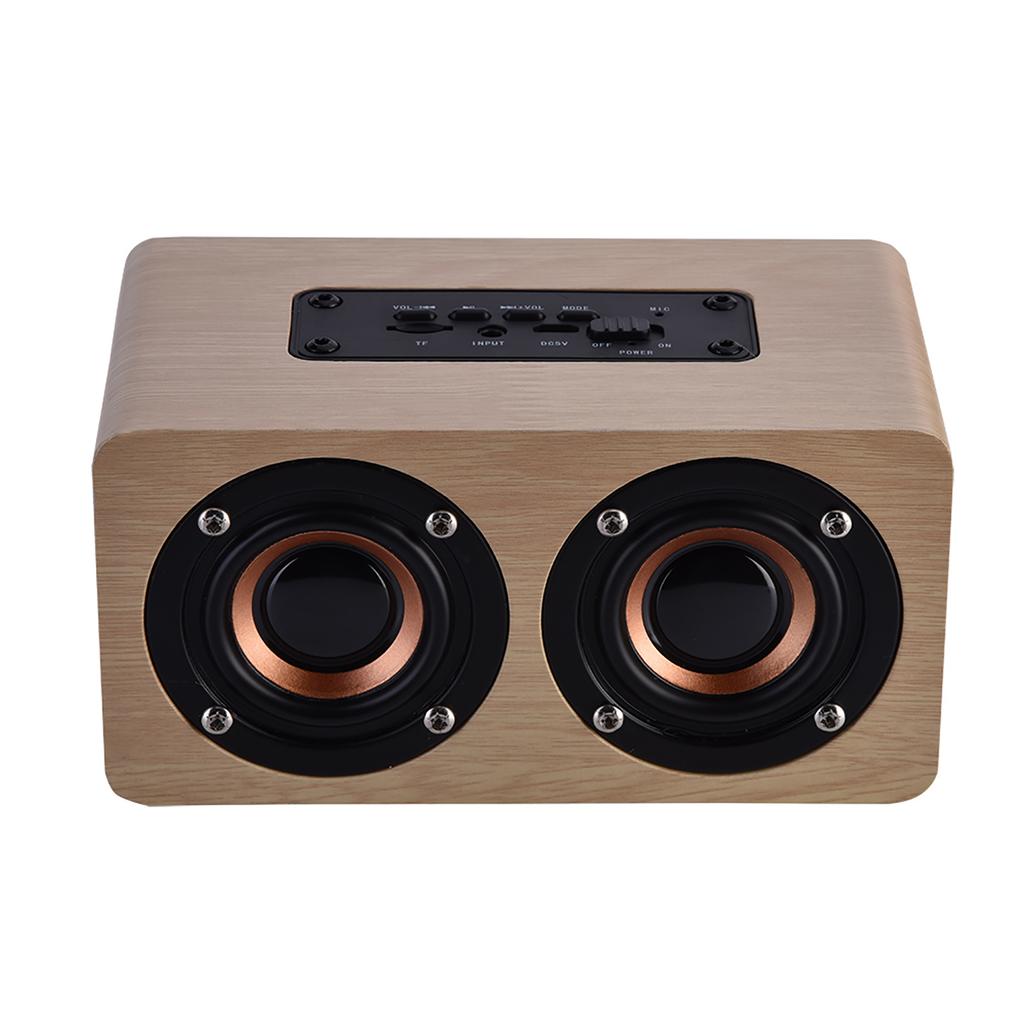   Portable Wooden   Speaker Wireless Stereo Loudspeakers with 2 Horn Red Wood