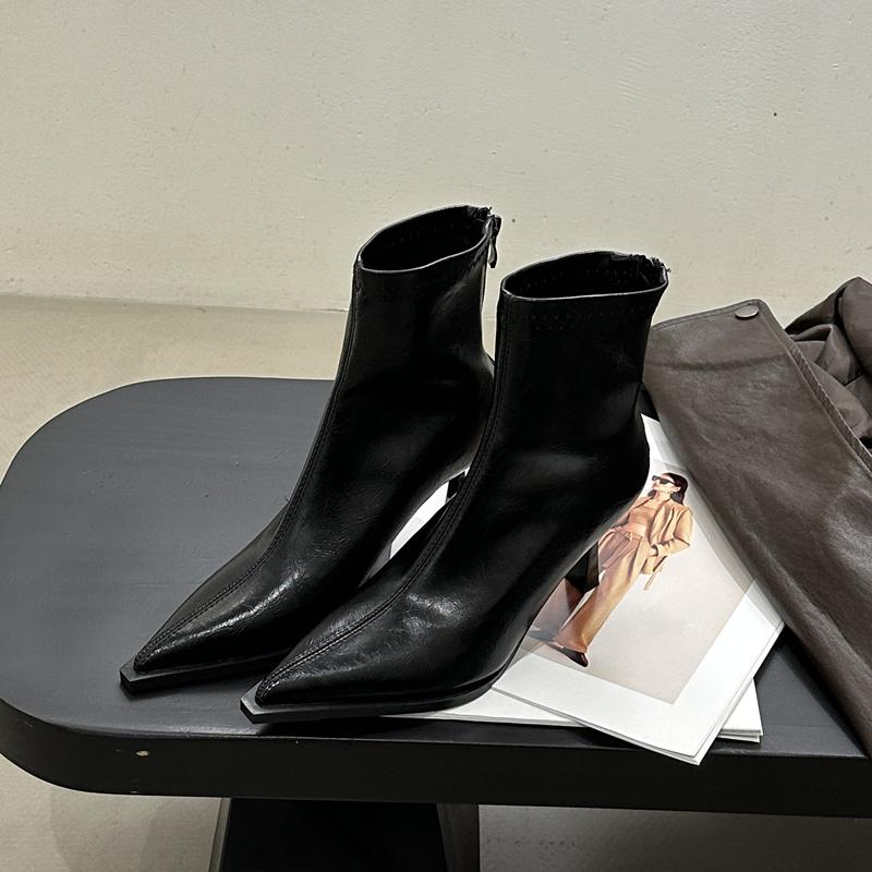 Fashion SUOJIALUN 2025 New Brand Women Ankle Boots Fashion Pointed Toe Sides Zipper Ladies Elegant Short Boot Thin High Heel Chelsea Sho