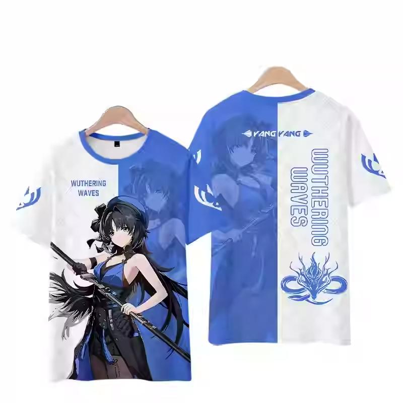 Tricouri Wuthering Waves Cartethyia Imprimate 3D Vară Bărbați Femei Mânecă Scurtă Gât Rotund Tricou Top Harajuku Y2k Anime Cosplay Costum