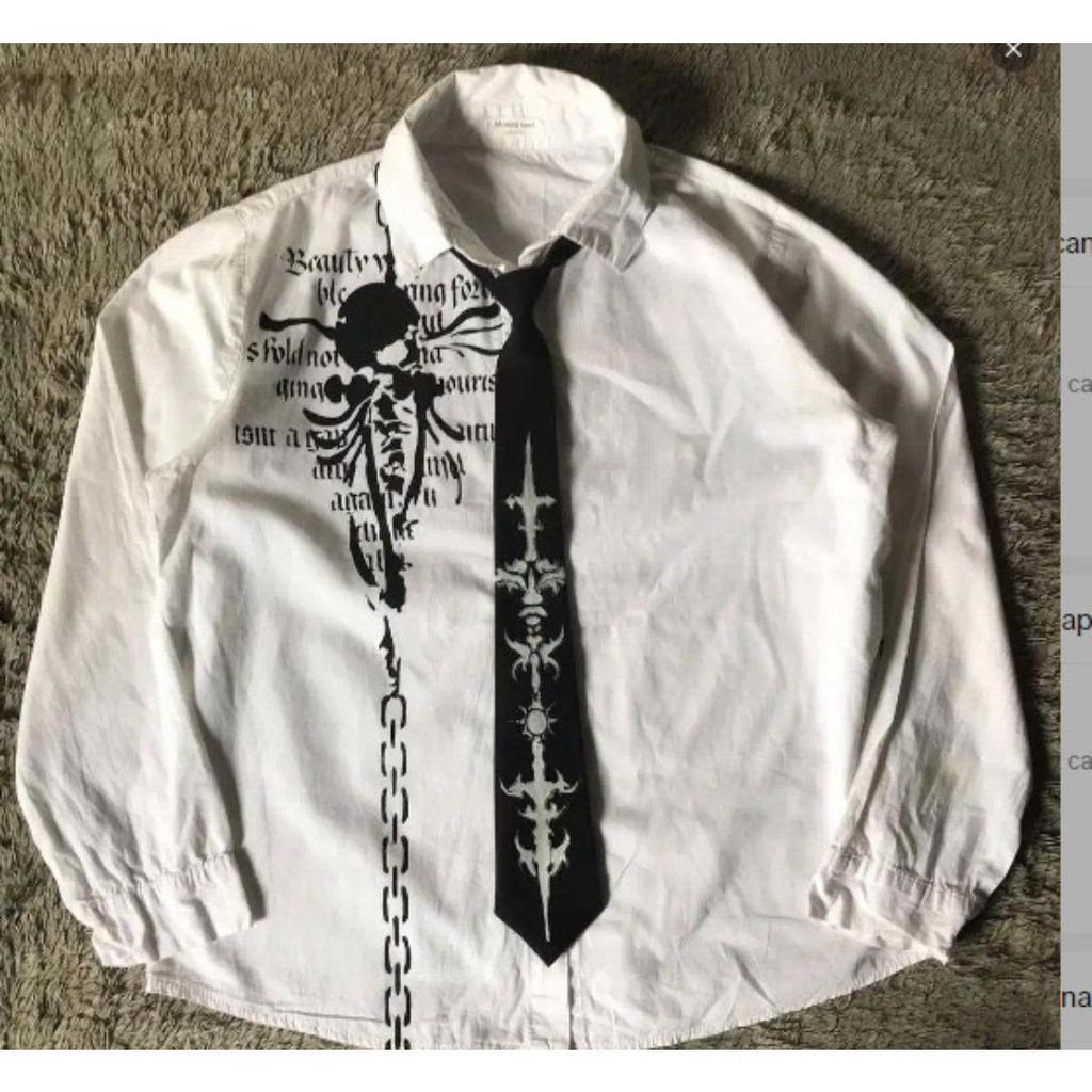 STREETRICH Y2K White Shirt Retro T Shirt Harajuku Men and Women Skull Holy Writ Ley2k Tops Grunge Tops